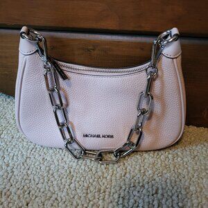 Michael Kors Pebbled Leather Medium Cora Light Pink Shoulder Bag